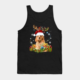 Cocker Spaniel christmas lights santa hat xmas reindeer Tank Top